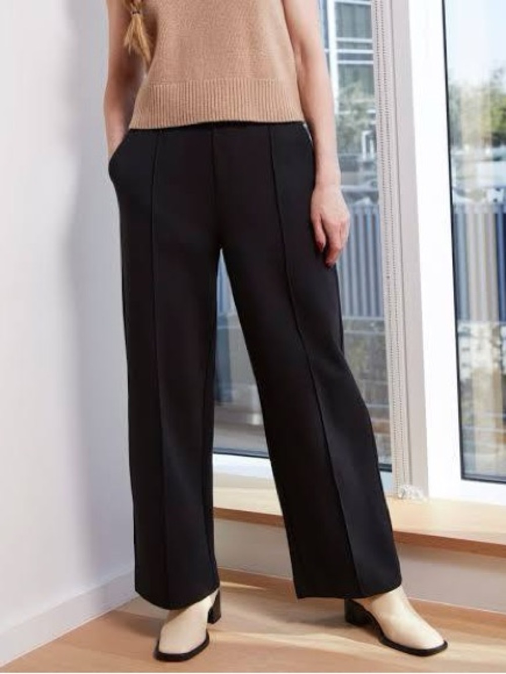 Everlane The Dream Pant Cotton Blend Black Wide Leg Trousers Size Small
